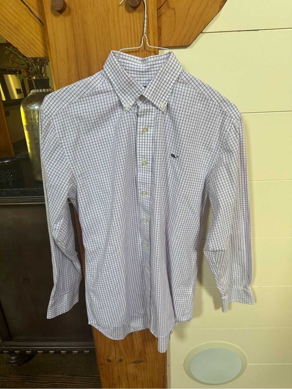 Vineyard Vines White & Purple Checked Button-Down Shirt